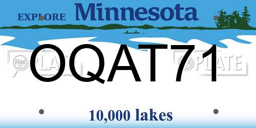 OQAT71 Minnesota License Plate