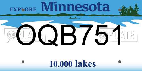 OQB751 Minnesota License Plate