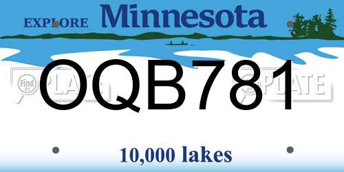 OQB781 Minnesota License Plate