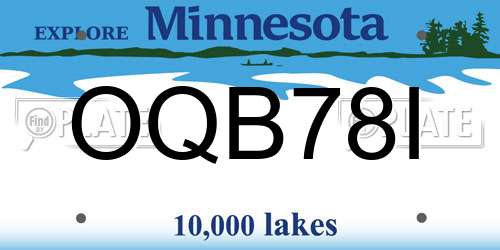 OQB78I Minnesota License Plate