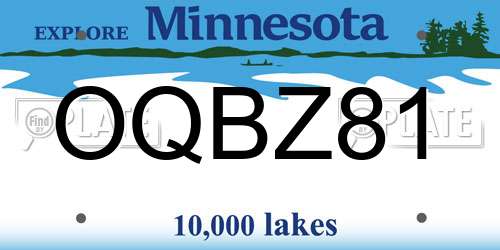 OQBZ81 Minnesota License Plate