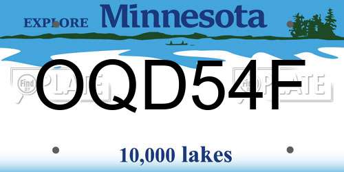 OQD54F Minnesota License Plate