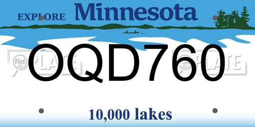 OQD760 Minnesota License Plate