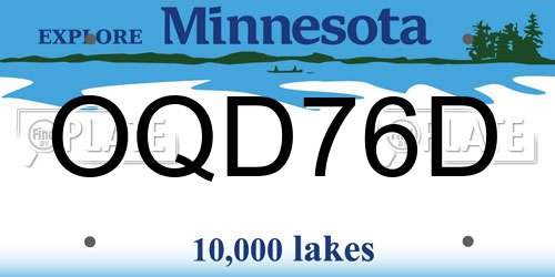 OQD76D Minnesota License Plate