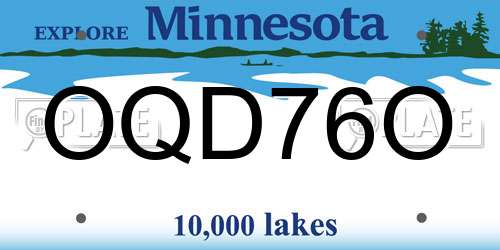 OQD76O Minnesota License Plate
