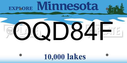 OQD84F Minnesota License Plate