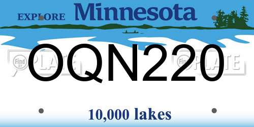 OQN220 Minnesota License Plate