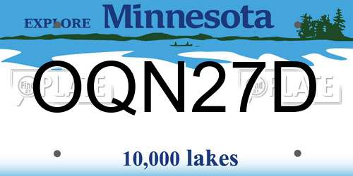 OQN27D Minnesota License Plate