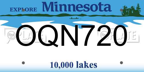 OQN720 Minnesota License Plate