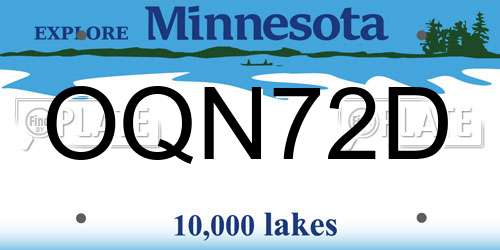 OQN72D Minnesota License Plate