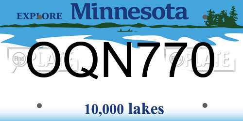 OQN770 Minnesota License Plate