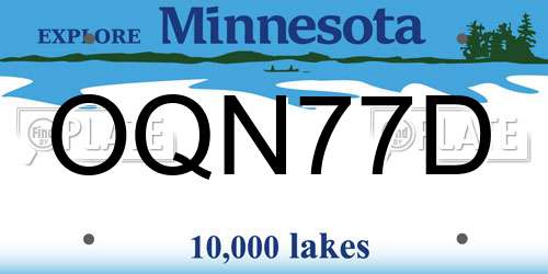 OQN77D Minnesota License Plate