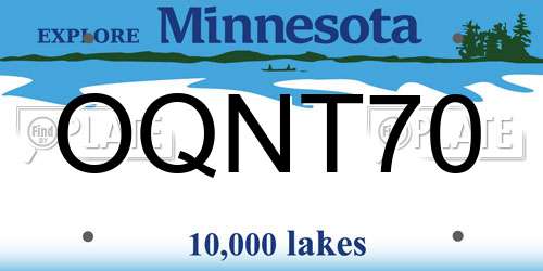OQNT70 Minnesota License Plate