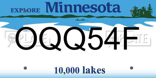 OQQ54F Minnesota License Plate