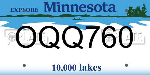 OQQ760 Minnesota License Plate