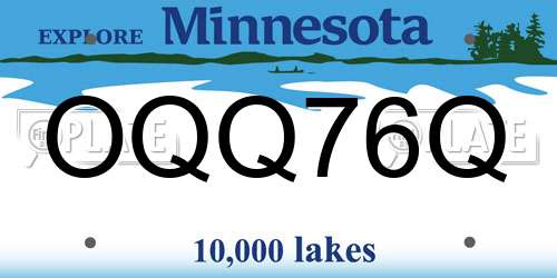 OQQ76Q Minnesota License Plate