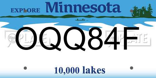 OQQ84F Minnesota License Plate