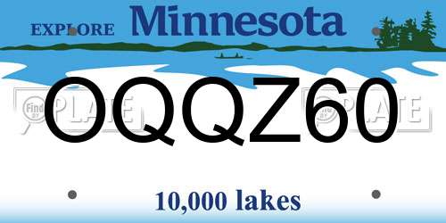 OQQZ60 Minnesota License Plate