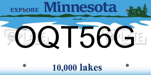 OQT56G Minnesota License Plate