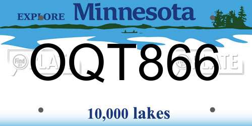 OQT866 Minnesota License Plate