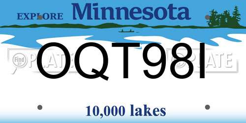 OQT98I Minnesota License Plate