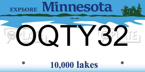 OQTY32 Minnesota License Plate