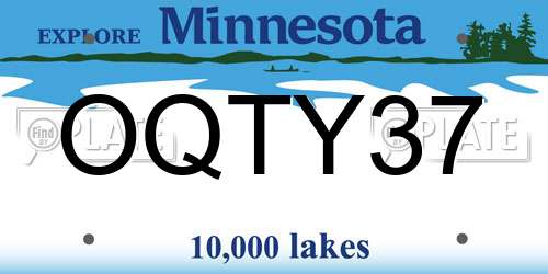 OQTY37 Minnesota License Plate