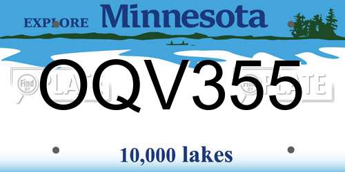 OQV355 Minnesota License Plate