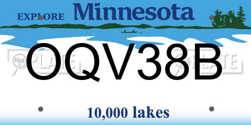 OQV38B Minnesota License Plate