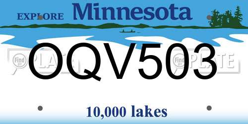 OQV503 Minnesota License Plate