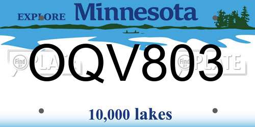 OQV803 Minnesota License Plate