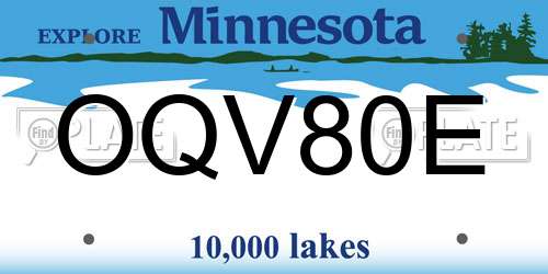OQV80E Minnesota License Plate