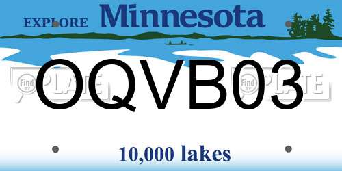 OQVB03 Minnesota License Plate
