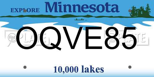 OQVE85 Minnesota License Plate