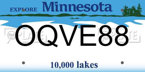 OQVE88 Minnesota License Plate