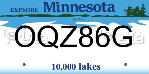 OQZ86G Minnesota License Plate