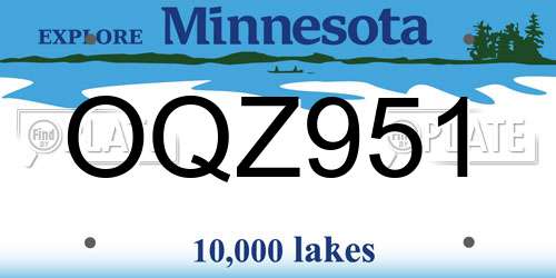 OQZ951 Minnesota License Plate