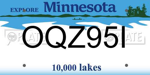 OQZ95I Minnesota License Plate
