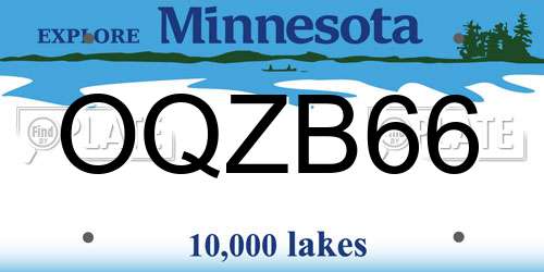 OQZB66 Minnesota License Plate