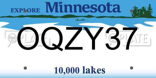 OQZY37 Minnesota License Plate