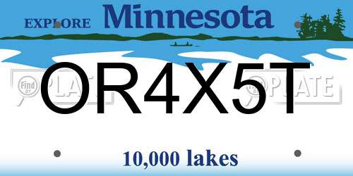 OR4X5T Minnesota License Plate