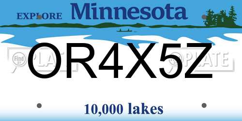 OR4X5Z Minnesota License Plate
