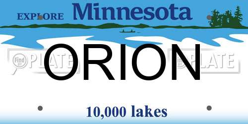 ORION Minnesota License Plate