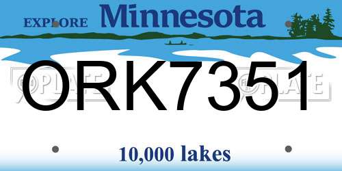 ORK7351 Minnesota License Plate