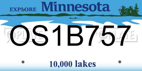 OS1B757 Minnesota License Plate