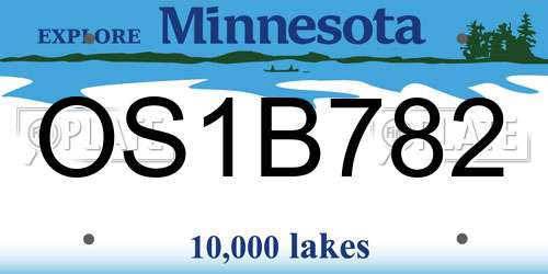 OS1B782 Minnesota License Plate