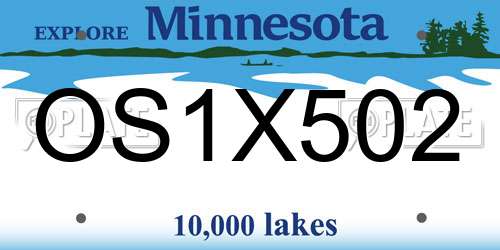 OS1X502 Minnesota License Plate