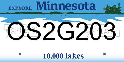 OS2G203 Minnesota License Plate