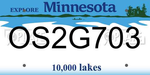 OS2G703 Minnesota License Plate