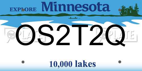 OS2T2Q Minnesota License Plate